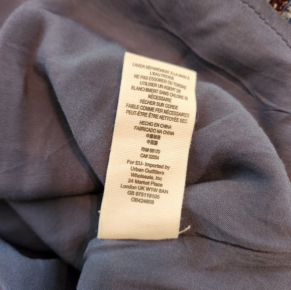 Free People Oksana Blue Print Mini Dress Sheer Sleeves Size 0 - Picture 11 of 12